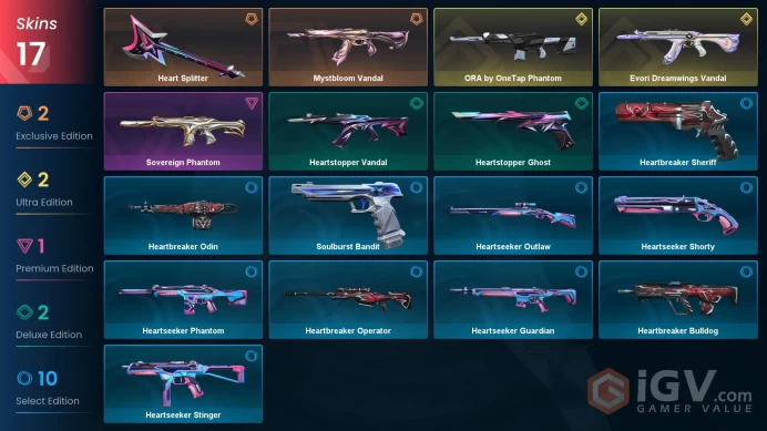 EU | VP 400 | LVL 43 | ORA by OneTap Phantom | Mystbloom Vandal | Heart Splitter | Heartstopper Vandal | Heartstopper Ghost | Heartseeke | V0662