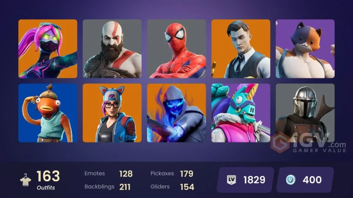 (PC PSN XBOX) 163 skins | MERRY MINT AXE / LEVIATHAN AXE / Gold Kratos / LARA CROFT / CLOAKED SHADOW / OG STW | Blue Team Leader | Gold Brutus |