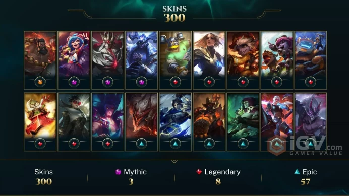 EUW - MASTER 2025 - RARE Platinum 2011 - Diamond 2013 - 300 Skins - All Champions - Prestige DRX Aatrox - Silver Kayle - Victorious Jarvan IV - 