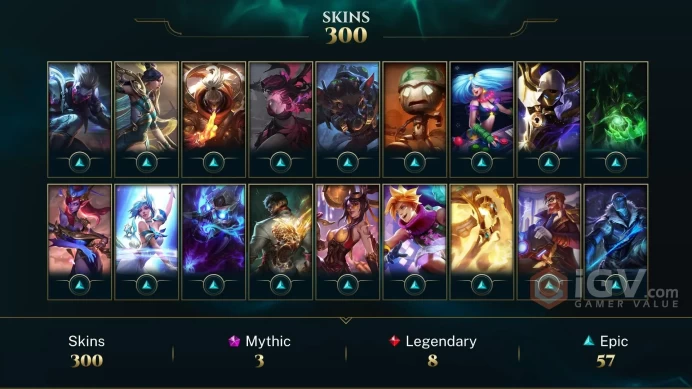 EUW - MASTER 2025 - RARE Platinum 2011 - Diamond 2013 - 300 Skins - All Champions - Prestige DRX Aatrox - Silver Kayle - Victorious Jarvan IV - 