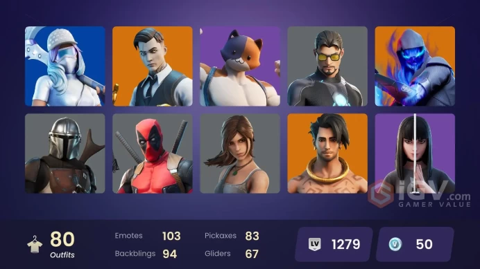 [ALL PLATFORMS]-80 Skin-Lara Croft-Master Chief-TNTina-Midas-Bugha-Groot-Isabelle-FULL ACCESS-