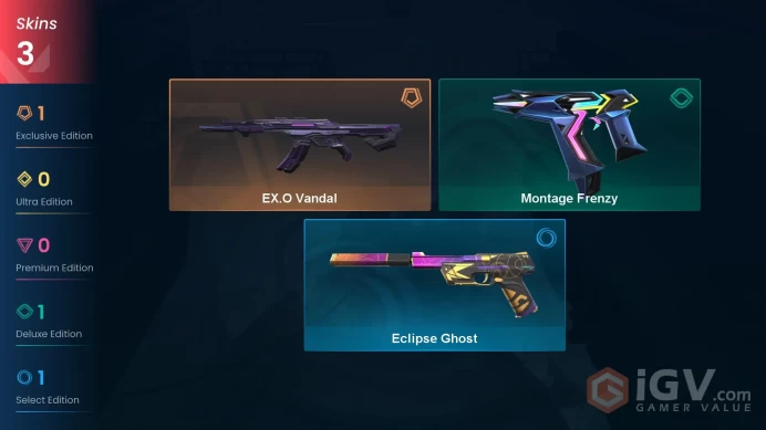 EU 3 skins | EX.O Vandal | Montage Frenzy | Eclipse Ghost | V0470