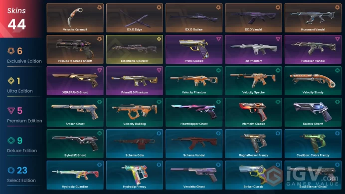 EU-TR [ 44 TOP SKINS + 2 KNIFE ] EX.O Edge + Prelude to Chaos Sheriff + Kuronami Vandal + EX.O Vandal + Ion Phantom / full acces