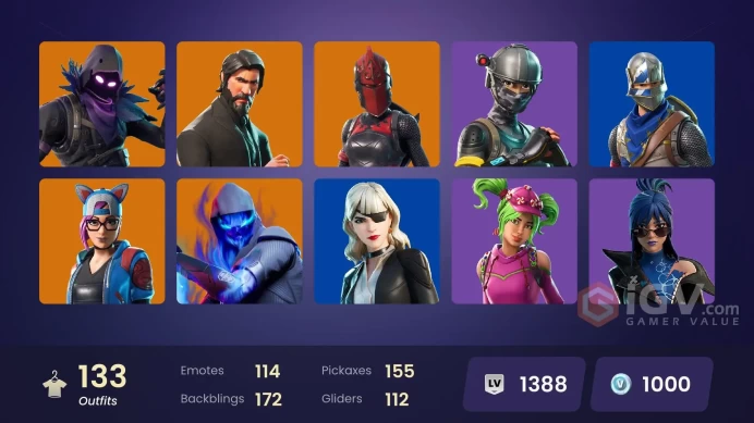 [PC] 129 skins | The Reaper | Blue Squire | Royale Knight | Elite Agent | Rogue Agent | Raven | Fusion | Lynx | 1000 VB