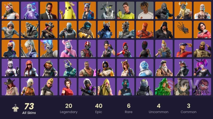 74 skins | Galaxy | John Wick | Rust Bucket | Galactic Disc | Stellar Axe | Hot Marat | Orange Justice | Take The Elf | Point It Out | Discovery