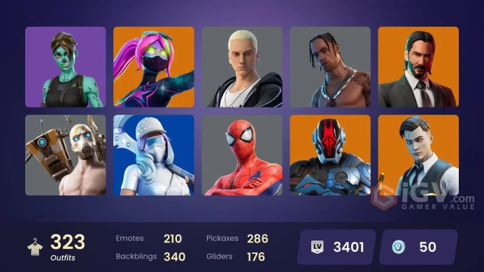 [PC/PSN/XBOX] 323 skins | Travis Scott | Astro Jack | Gold Brutus | Gold Meowscles | Gold Midas | Gold TNTina | Snake Eyes | 50 VB