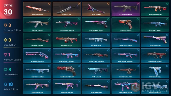 EU / 30 LUX SKINS (Cryostasis Vandal+SilkLeaf Vandal+Heartstopper Vandal) + 3 KNIVES (Reaver Knife) / MAIL (FULL ACCESS)