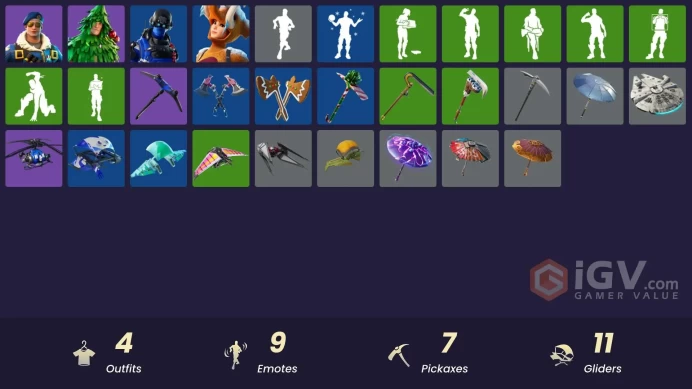| PC/PSN/XBOX | 4 SKINS | Royale Bomber | Lt. Evergreen | Carbon Commando | Wooly Warrior | 100 VBUCKS | FT7O0 |