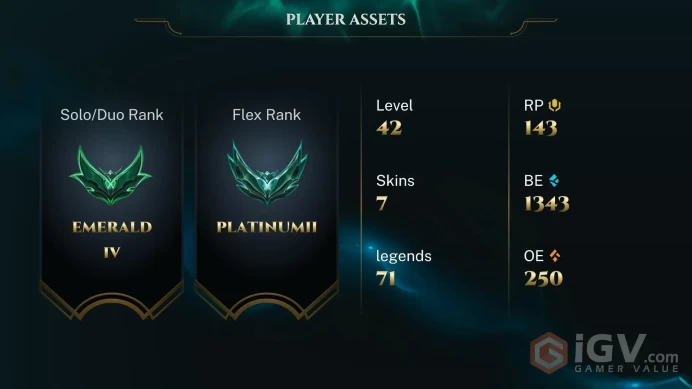 [EUNE] | Platinum | Champion 71   | SKIN7  | 1K BE   | Full Access | Instant Delivery |Unverified Email |A5