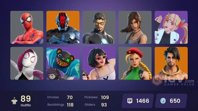 | PC/XBOX | 89 SKINS | Spire Assassin | Paradigm (Reality-659) | Snap | Malik | The Imagined | The Origin | Ronin | Torin | 500 VBUCKS | FT0Ch |