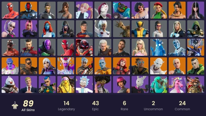 | PC/XBOX | 89 SKINS | Spire Assassin | Paradigm (Reality-659) | Snap | Malik | The Imagined | The Origin | Ronin | Torin | 500 VBUCKS | FT0Ch |