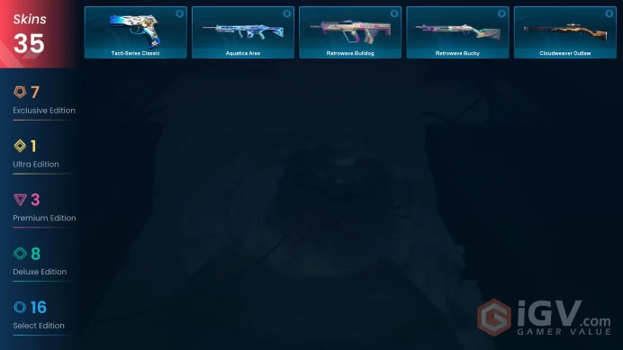 AP | 35 Skins | Kuronami no Yaiba | Kuronami Vandal | Champions 2024 Phantom | Protocol 781-A Spectre | Primordium Phantom | Equilibrium | Recon