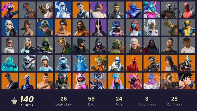 [PC/PSN/XBOX/Nintendo]  140 skins F/A :  Travis Scott | Astro Jack | Psycho Bandit | Son Goku | Beerus | Gold Brutus | Gold Meowscles | Gold Mid