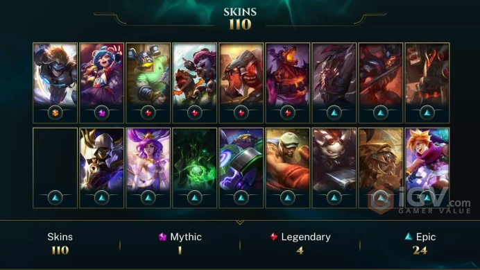 ME - PLATINUM MMR - Almost All Champions - 110 Skins - Victorious Skins - Victorious Graves - Pulsefire Ezreal - Count Kledula - MY131