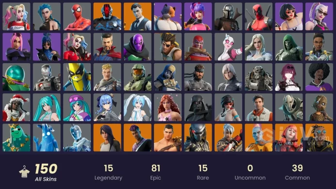 PC/PSN/Xbox/Nintendo 147 skins Arcane Jinx | Master Chief (Matte Black) | Zeus | Predator | The Imagined | Midas | Malik | Snap | Peter Griffin 