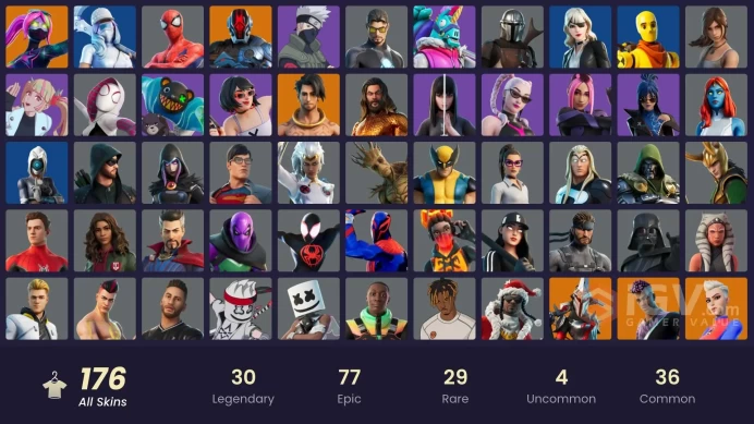 [PC/PSN/XBOX/Nintendo]  176 skins F/A :  Leviathan Axe | Naruto Uzumaki | Kakashi Hatake | Beerus | NBA 75 Swish | Tart Tycoon | Era | Spectra K