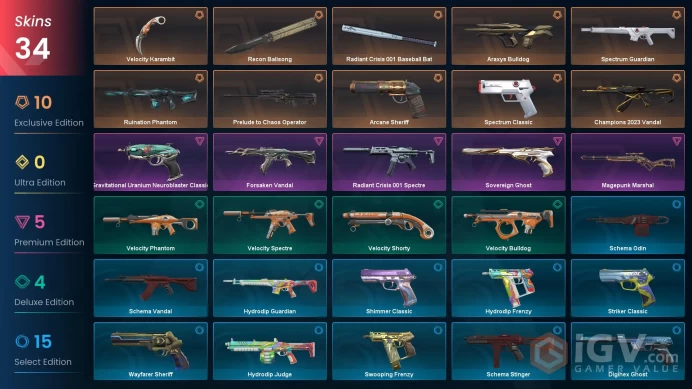 NA Level 157 34 Skins 21 Agents Spectrum Guardian Spectrum Classic Araxys Bulldog Prelude to Chaos Operator Magepunk ...