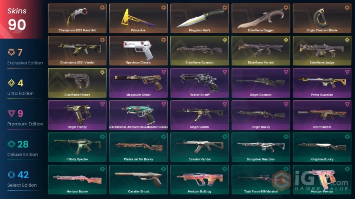 Silver 2 NA Level 48 90 Skins Elderflame Judge Reaver Sheriff Elderflame Operator Oni Phantom Oni Phantom Reaver Sher...