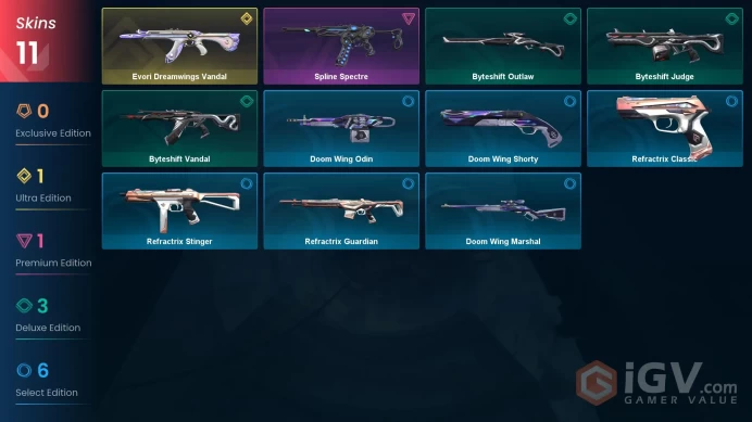 EU Level 36 11 Skins 11 Agents Evori Dreamwings Vandal Evori Dreamwings Vandal Evori Dreamwings Vandal