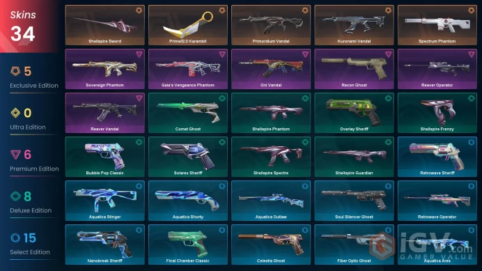 EU Level 223 34 Skins 27 Agents Prime//2.0 Karambit Primordium Vandal Kuronami Vandal Gaia's Vengeance Phantom Reaver...
