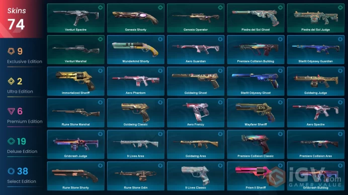 NA Level 204 74 Skins 26 Agents Reaver Operator ChronoVoid Phantom Reaver Operator Magepunk Ghost Reaver Vandal Prime...