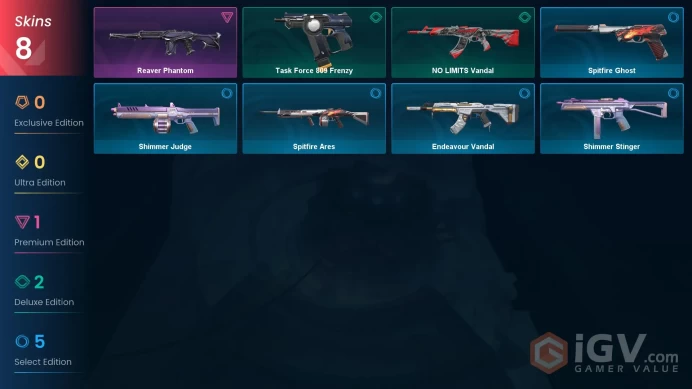 EU Level 53 8 Skins 19 Agents Reaver Phantom Reaver Phantom Reaver Phantom