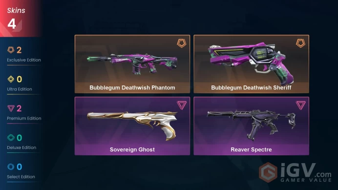 EU Level 25 4 Skins 11 Agents Bubblegum Deathwish Sheriff Bubblegum Deathwish Phantom Sovereign Ghost Reaver Spectre ...