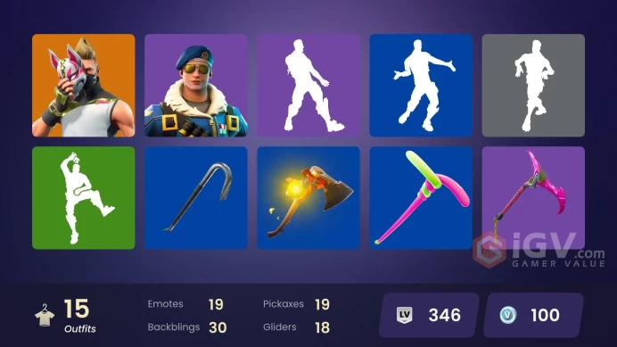 | PC/PSN/XBOX | 15 SKINS | Drift | Calamity | Tomatohead | Redline | The Ace | Skull Trooper | Summit Striker | Fable | 100 VBUCKS | FSaeH |