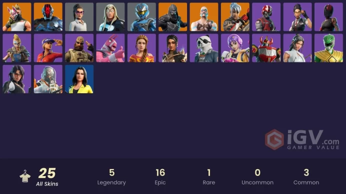 | PC/PSN/XBOX | 25 SKINS | Ronin | Ragnarok | Drift | The Foundation | Enforcer | Sun Strider | UNSC Spartan | Shanta | 1500 VBUCKS | FWp5U |