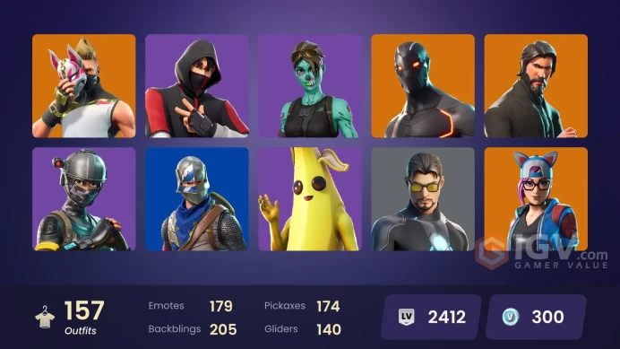 [PC] 157 skins | IKONIK | The Reaper | Blue Squire | Royale Knight | Elite Agent | Rogue Agent | FNCS Renegade | Drift | The Visitor | Omeg