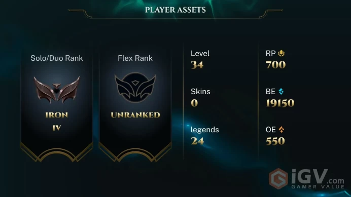 [ EUW SEASON 16][Iron IV 30 lose] [Hand Leveled/De-Ranked] [Untouched Loot] [700 RP] /No-Remake/HONOR LvL 3/UNVERIFIED EMAIL/ LIFE TIME WARRANTY