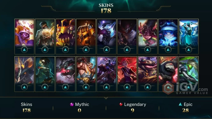 LAN UNK- 178  Good SKIN- 146 CHAMP- 39 LVL-2013 ACCOUNT- SAFETY- INSTANT DELIVERY