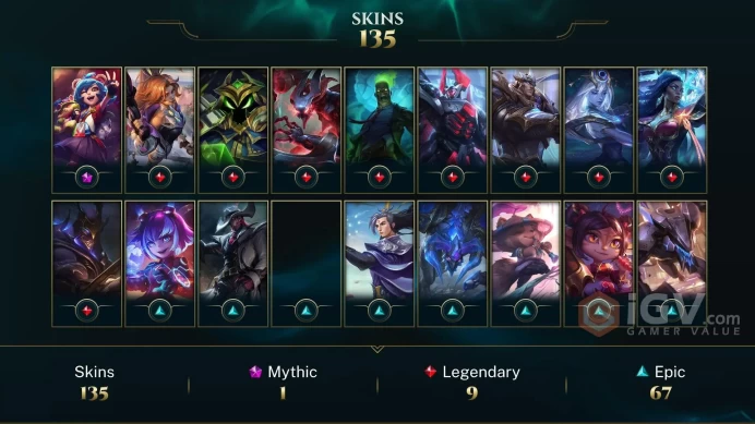 LAS- 135+ PERFECT SKIN- FULL CHAMP- 423LVL- LAST RANK GOLD- RANKED READY- INSTANT DELIVERY- FULL ACCES