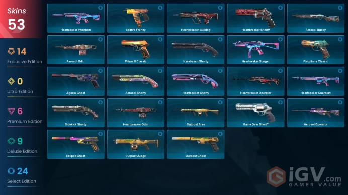 EU/TR 38 skins | Reaver Karambit | Preludue to chaos Sheriff | RGX 11z Pro Firefly | Glitchpop Operator | Singularity Sheriff | BlastX Phantom |