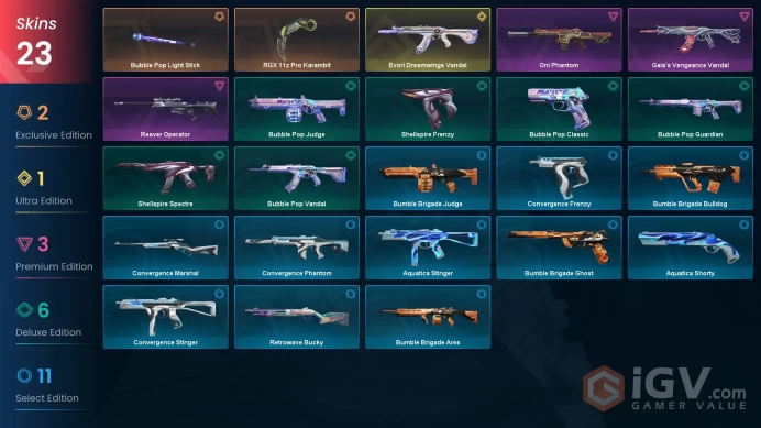 EU/Full Access/Diamant 1 V26 Act 2/Evori Dreamwings Vandal + RGX 11z Pro Karambit + Oni Phantom + Gaia's Vengeance Vandal + Reaver Operator + 18