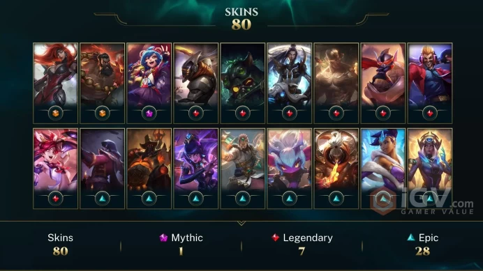 LAN UNK- 80 PERFECT SKIN- 110 CHAMP- SUPPORT/ADC MAIN- LAST RANK G2 PLAT1 PEAK- INSTANT DELIVERY- CHEAP ACCOUNT