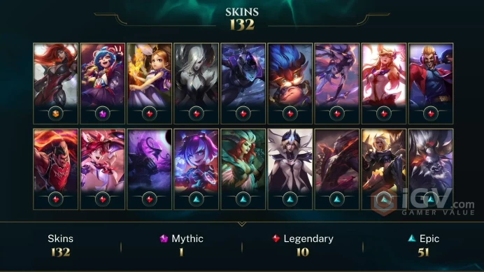 LAS- 132+ PERFECT SKINS  ( GUN GODNESS MF- RANKED READY - 356 LVL -  ALL CHAMPIONS- LAST SEASON HIGH MMR- EMAIL CHANGEABLE - INSTANT DELIVERY 