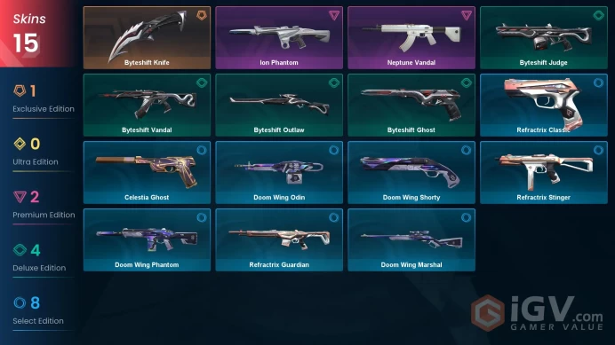 15 Skin // EU-TR // Neptune Vandal + Ion Phantom + Knife // FULL Access // Valorant Best Skins