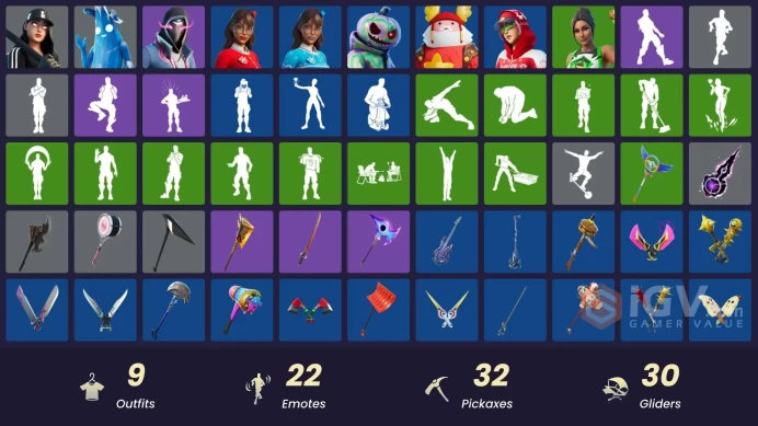 | PC/PSN/XBOX | 9 SKINS | Polar Peely | Ruby Shadows | Xander | Krisabelle | Arctic Adeline | Chrome Punk | Blizzabelle | 800 VBUCKS | FV9Ds |