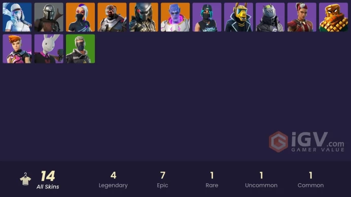 | PC/XBOX | 14 SKINS | Mandalorian | Catalyst | Kymera | Predator | The Scientist | Mave | Tilted Teknique | Reese | 450 VBUCKS | FYjgT |