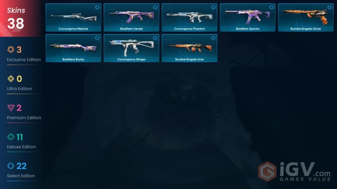 EU 38 skins | Bubble Pop Light Stick | Montage Axe | Gaia's Vengeance Phantom | Oni Vandal | Dolmir's Revenge Vandal | Montage Spectre | V0450