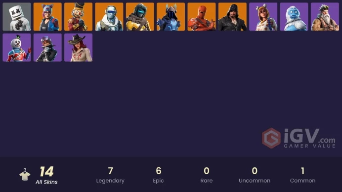 [PC] 14 skins | The Ice King | Frostbite | Crackshot | Blackheart | Lynx | Hybrid | Zenith | Marshmello | Slushy Soldier | Sgt. Winter | 