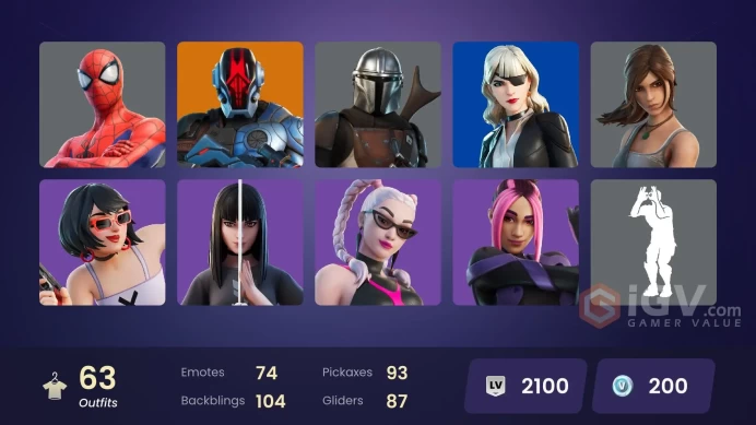 | PC/XBOX | 63 SKINS | Joey | Mandalorian | Snap | Malik | The Imagined | The Origin | Kymera | Ronin | The Foundation | 200 VBUCKS | Fa1iv |