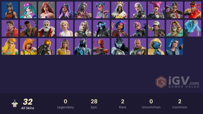 | PC/PSN/XBOX | 32 SKINS | Carina | Void Walker Lynx | Exalted Ice King | Rebel Oro | Cassidy Quinn | Power Punk | Gale | 100 VBUCKS | FYvNq |