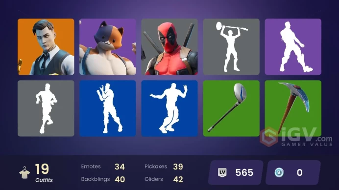 | PC/PSN/XBOX | 19 SKINS | Fade | Deadpool | Gear Specialist Maya | Midas | Ocean | Meowscles | Kit | Jules | Skye | TNTina | 0 VBUCKS | FZq5p |