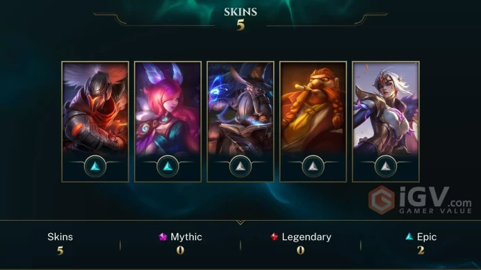 | LAS | 5 SKINS | GOLD 2 | 42 CHAMPIONS | 37 LEVEL | INSTANT DELIVERY | FULL ACCESS | FZPFS |