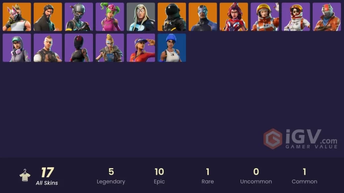17 skins | The Reaper | Elite Agent | Take The L | Ride The Pony | Snowflake | Blue Team Leader | Valor | Drift | Dark Voyager | Carbide | Thor