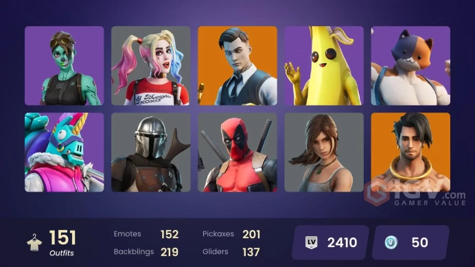 151 skins | Reaper | Vi | Midas | Alli | Predator | Hybrid | Raz | Blackheart | Gear Specialist Maya | Eternal Knight | Ruin | Fade | Joltara