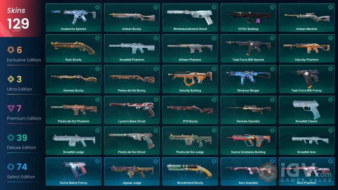 NA - Valorant Account - 160 Skins - Elderflame Magepunk Ion Glitchpop Origin - Level 115 - Unranked - 4 Knives - Full Access -Total Spent: $600