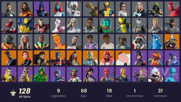 128 skins | Point Patroller | Blue Striker | Sultura | Fixer | Vivi Chroma | Valeria | Optimus Prime | Kado Thorne | Peter Griffin | Polarity